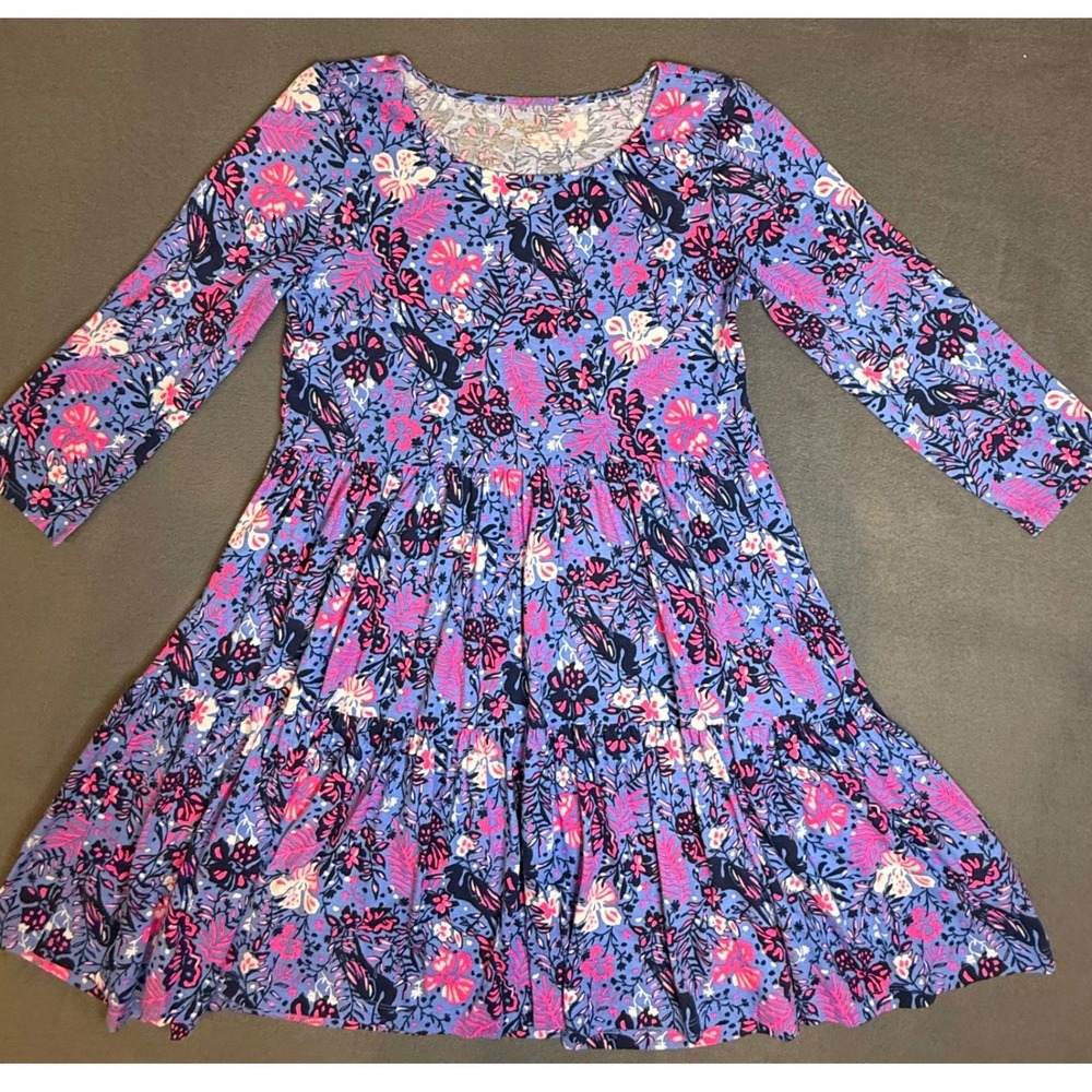 Lilly Pulitzer Geanna sleeve Boca Blue Flowy/Tiered Ladies Medium